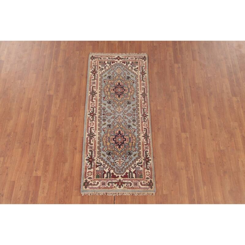 Grey Heriz-Serapi Accent Rug Hand-Knotted Traditional Wool Carpet - 2'6"x 5'11"