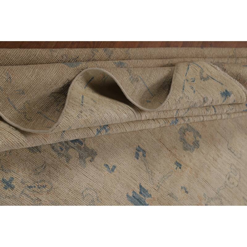 Beige Oriental Oushak Turkish Area Rug Hand-Knotted Wool Carpet - 8'0"x 9'8"