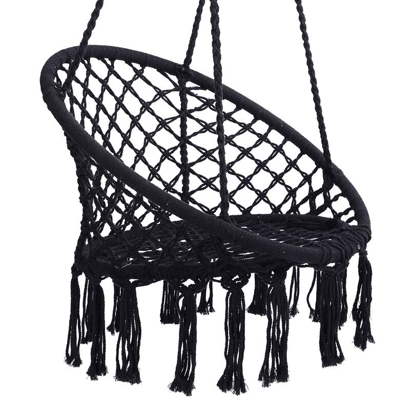 Metal Frame Macrame Hammock Swing