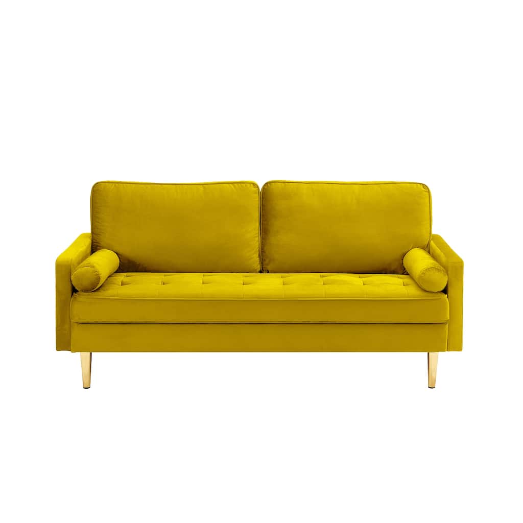 Rustic Loveseat Sofa Couch with Metal Legs, 2-Seater Settee Sofa Love Seat with Cushions for Living Room