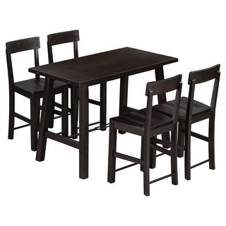 5-Piece Minimalist Wood Counter Height Dining Table Set with 4 Chairs ...