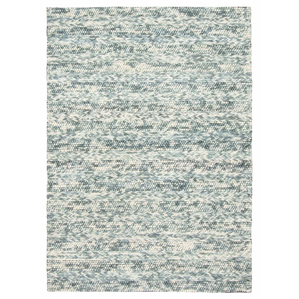 ECARPETGALLERY Braid weave Sienna Teal Wool Rug - 5'0 x 6'11