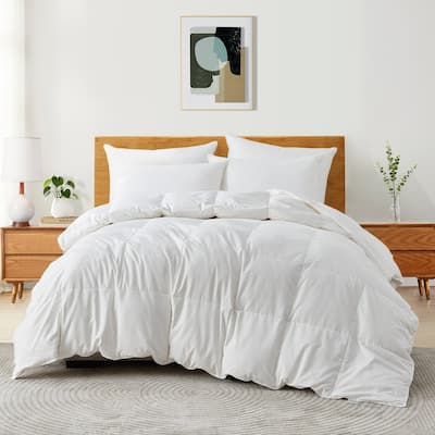 Medium Warmth All Season 600 Fill Power White Goose Feather Down Comforter Duvet Insert