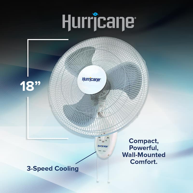 Hurricane 20 Inch Pro Commercial Grade Classic Oscillating Wall Mount Fan, Black