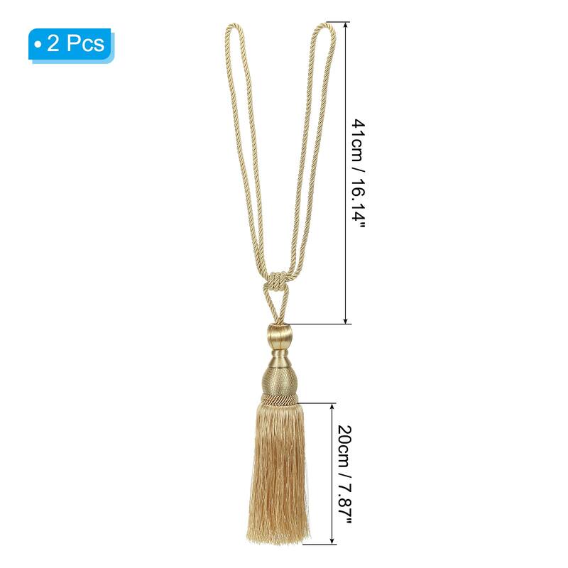 2 Pack 16" Elegant Handmade Curtain Tiebacks Home Office Decorative - Gold Tone