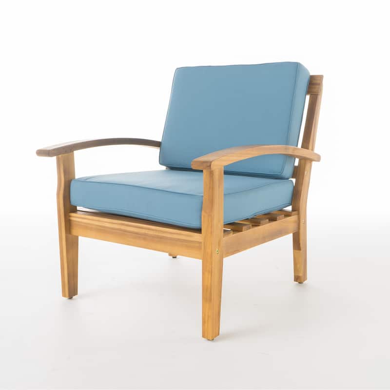 Classic Acacia Wood Frame Outdoor Chair Set with Comfortable Thick Cushions for Lawn, Gardens & Terraces