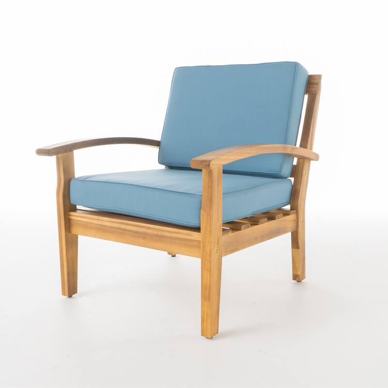 Solid Acacia Wood Club Chair Sets for 2, with Water Resistant Cushion