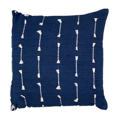 Striped Cotton Square Throw Pillow - 18" - Blue and White