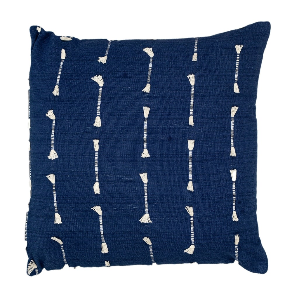 Striped Cotton Square Throw Pillow - 18" - Blue and White