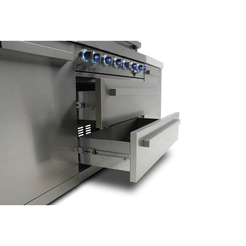 Mont Alpi MAi805-BEV-EXC Original Stainless Steel Outdoor Kitchen Island BBQ Grill + Beverage Center + 25" Extra Storage Cabinet