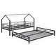 preview thumbnail 27 of 43, Metal House Bunk Bed, Twin over Full