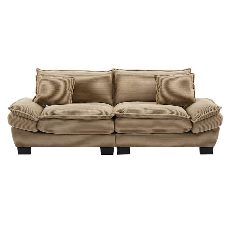 Corduroy Couch Loveseat Sofa with Pillows,Comfy Upholstered Deep Seat Sofa for Bedroom,Living Room,Office