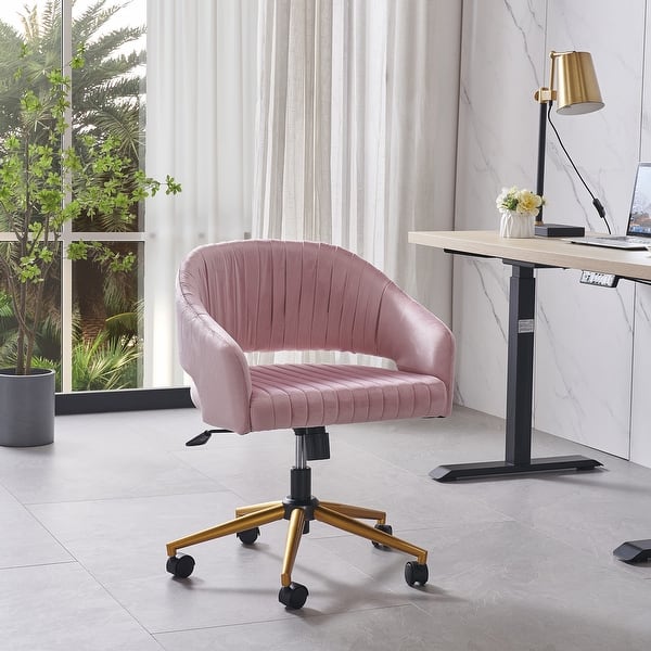 Modern Gold Office Chair Velvet Task Chair Swivel Height Adjustable
