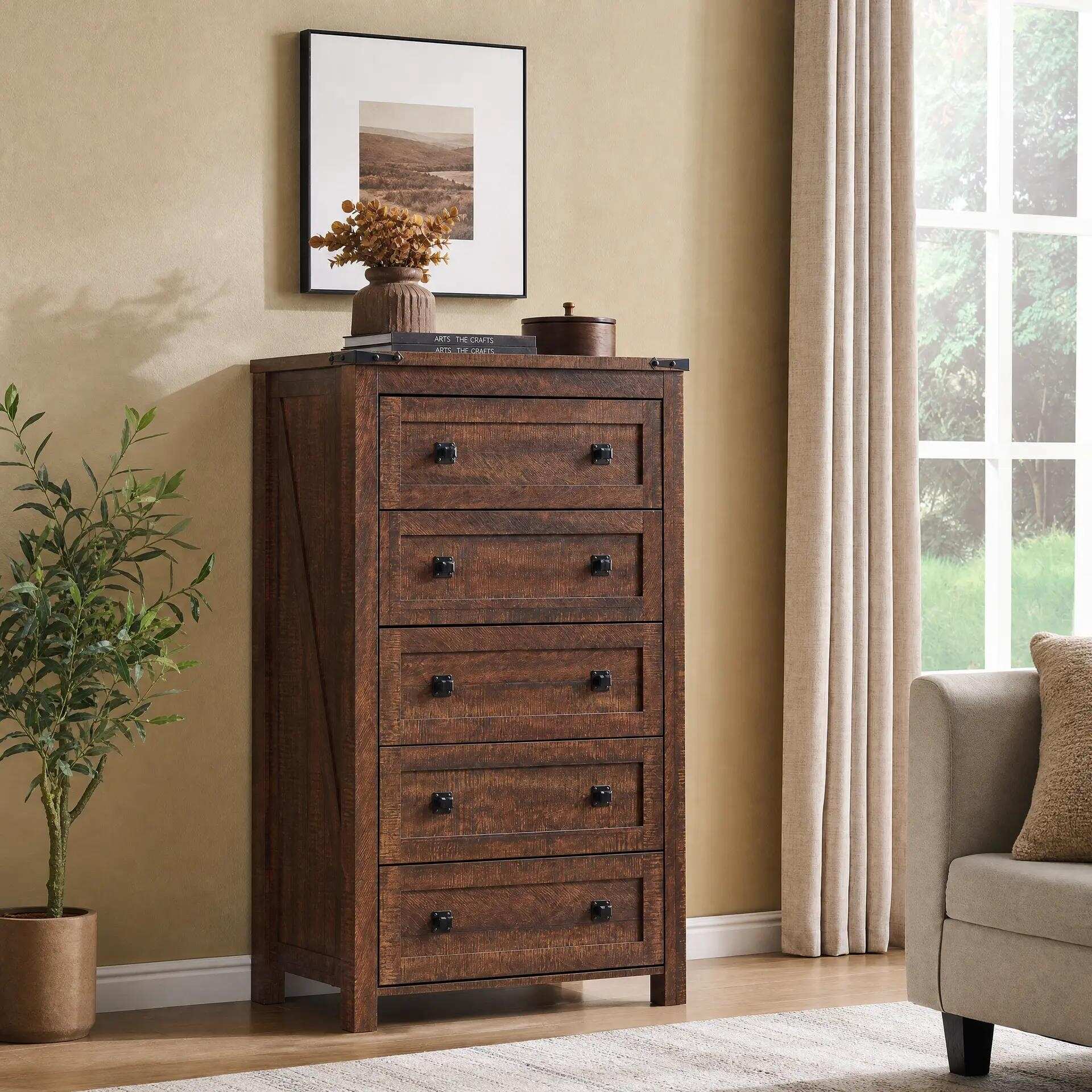 brown rustic dresser Leighton Wide Drawer providing stability and aesthetic appeal Valen 6 Drawer Dresser -
