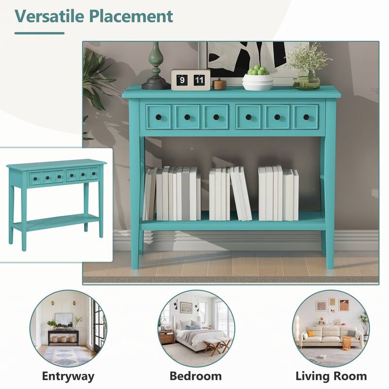 Entryway Table with 2 Drawers(Teal)
