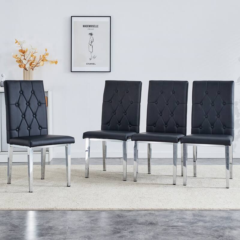 Modern style 4-piece dining chair set - Black