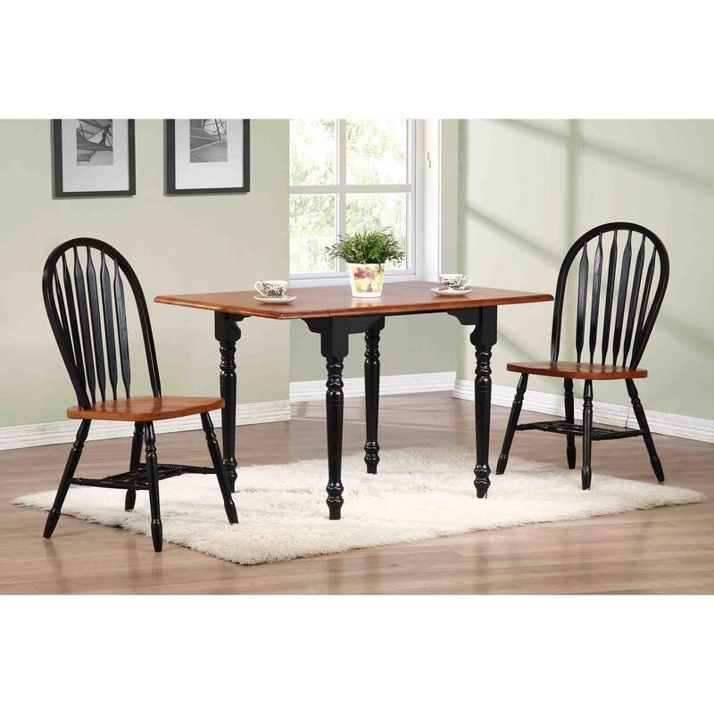 Extendable Dining Set - 3 Piece Rectangular Table & Chairs - Retro Arrowback Design