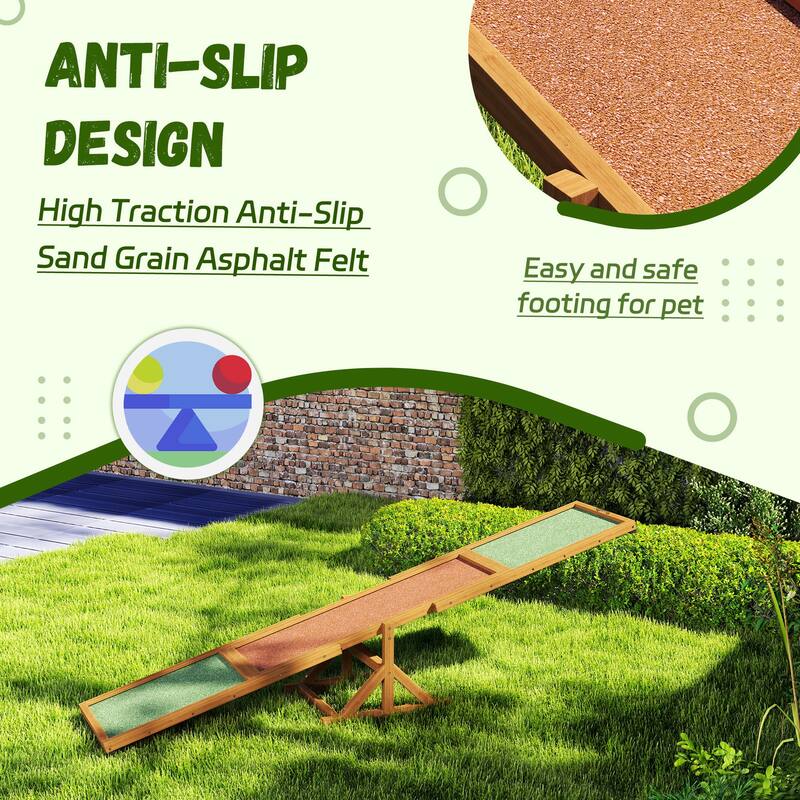 PawHut Wooden Dog Agility Seesaw for Training and Exercise, Platform Equipment Run Game Toy, Weather Resistant Pet Supplies