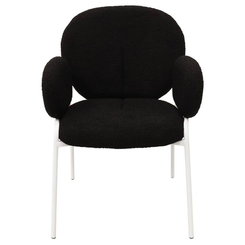 Celestial Modern Boucle Dining Side Chair with White Powder Coated Iron Frame Kitchen Chair Set of 2