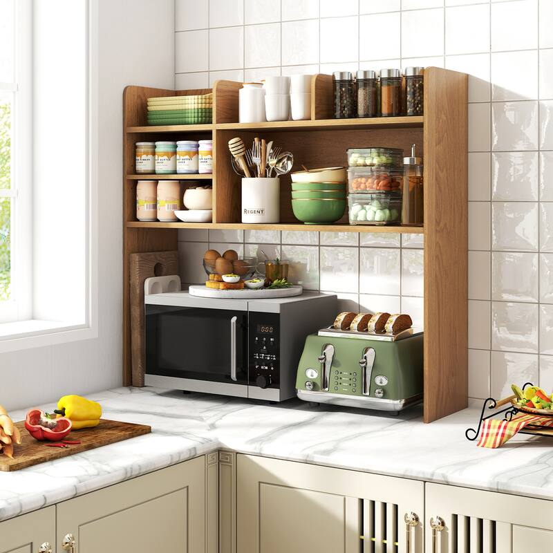 Gymax 3-Tier Desktop Bookshelf w/ 6 Shelves Desk Organizer for