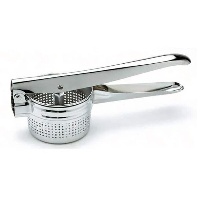 Norpro Chrome Finish Potato Ricer - 20oz Capacity- Fits Over Pots and Bowls for No Mess Use - Silver