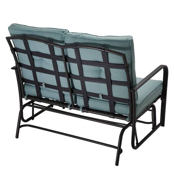 Shop Glitzhome Outdoor Mid Century Modern Patio Loveseat Glider