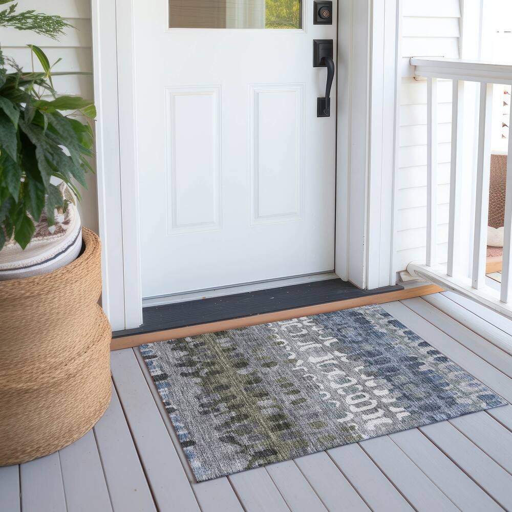 Machine Washable Indoor/ Outdoor Modern Trezze Chantille Rug