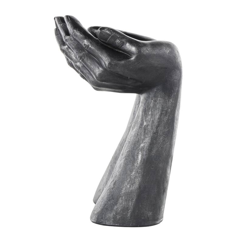 Polystone Hands Open Decorative Sculpture - Black - Roche River Decor