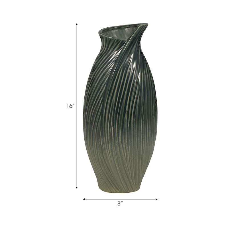 Ceramic Stylish Rubpert Contemporary Vase - Green