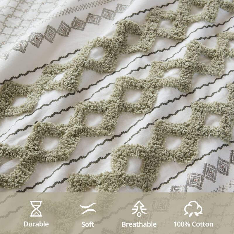 1PC Cotton Printed Curtain Panel with Chenille Stripe and Lining