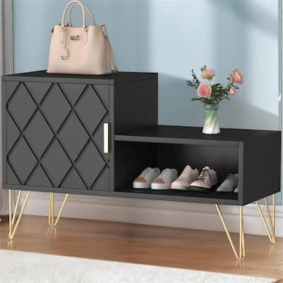 Storage Bench with 2 Compartments - 11.4"D x 29.1"W x 18.9"H