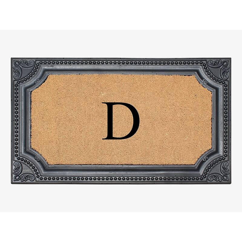 A1HC First Impression Carson Rubber and Coir 24" X 39", Heavy Duty, Easy to Clean Outdoor Monogrammed Doormat - Monogrammed D