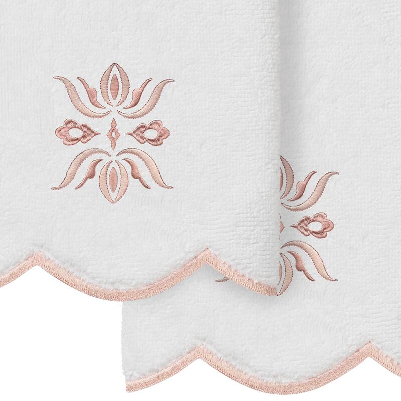 Authentic Hotel and Spa 100% Turkish Cotton FLOWER CREST Scallop Towel Collection