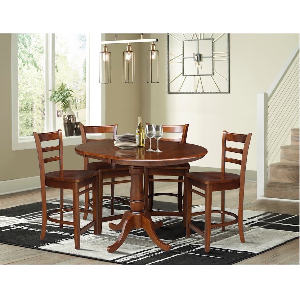 36" Round Extension Dining Table with 4 Stools - 5 Piece Set