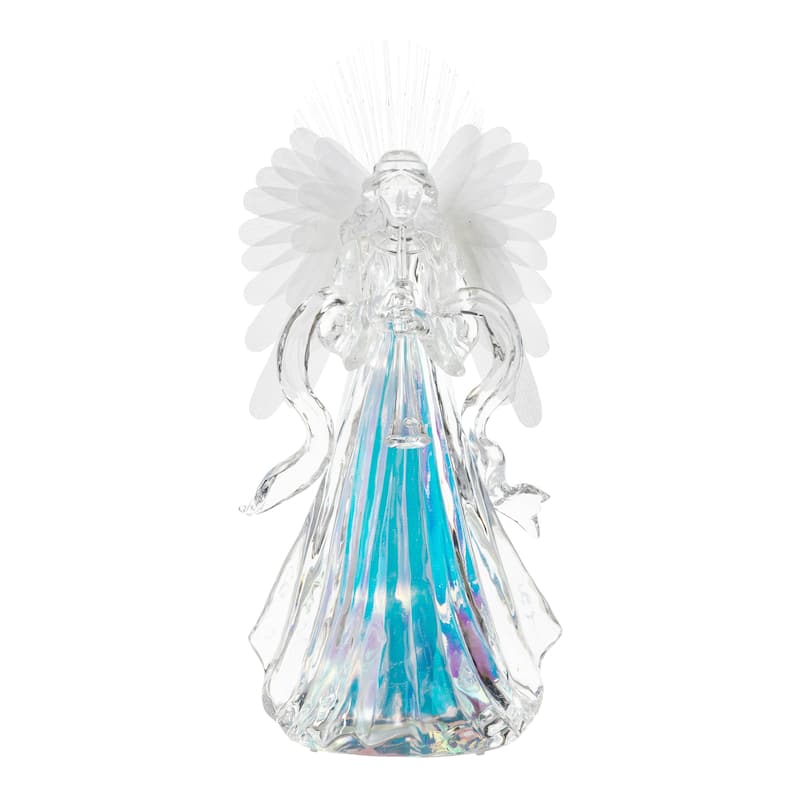 Glitzhome 12"H Acrylic LED Color Changing Lighted Tabletop Angel Figurine