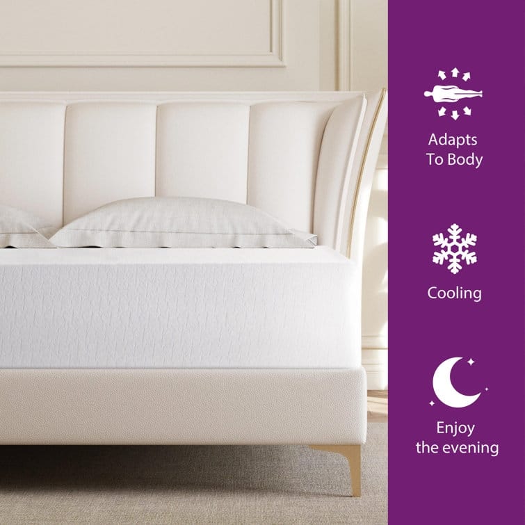 8" Medium Gel Memory Foam Mattress Infused with Green Tea