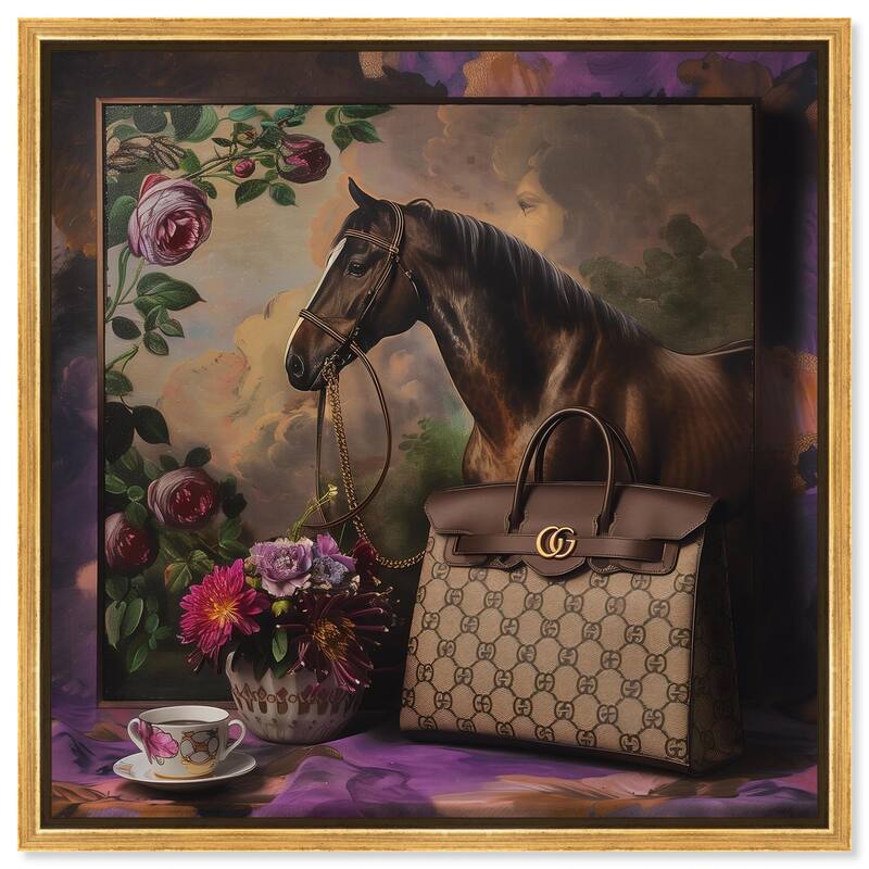 Fanciful Horse Portrait Canvas by Art Remedy - Gold - 40" x 40"