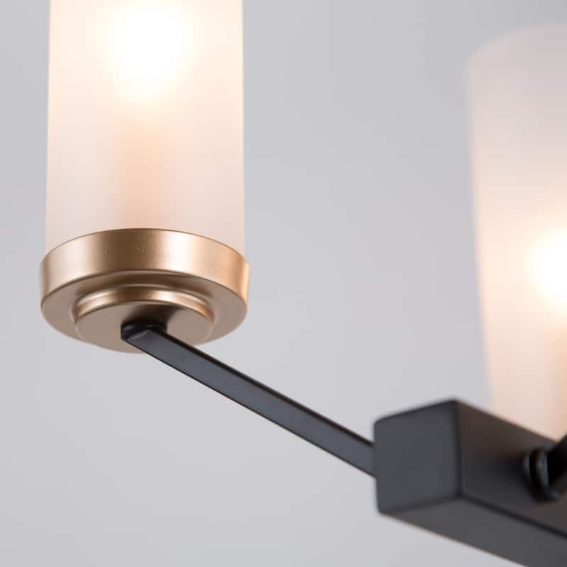 Kayna Modern 8-Light Black Gold 31.5" Linear Island Lights Glass Chandelier for Dining Room