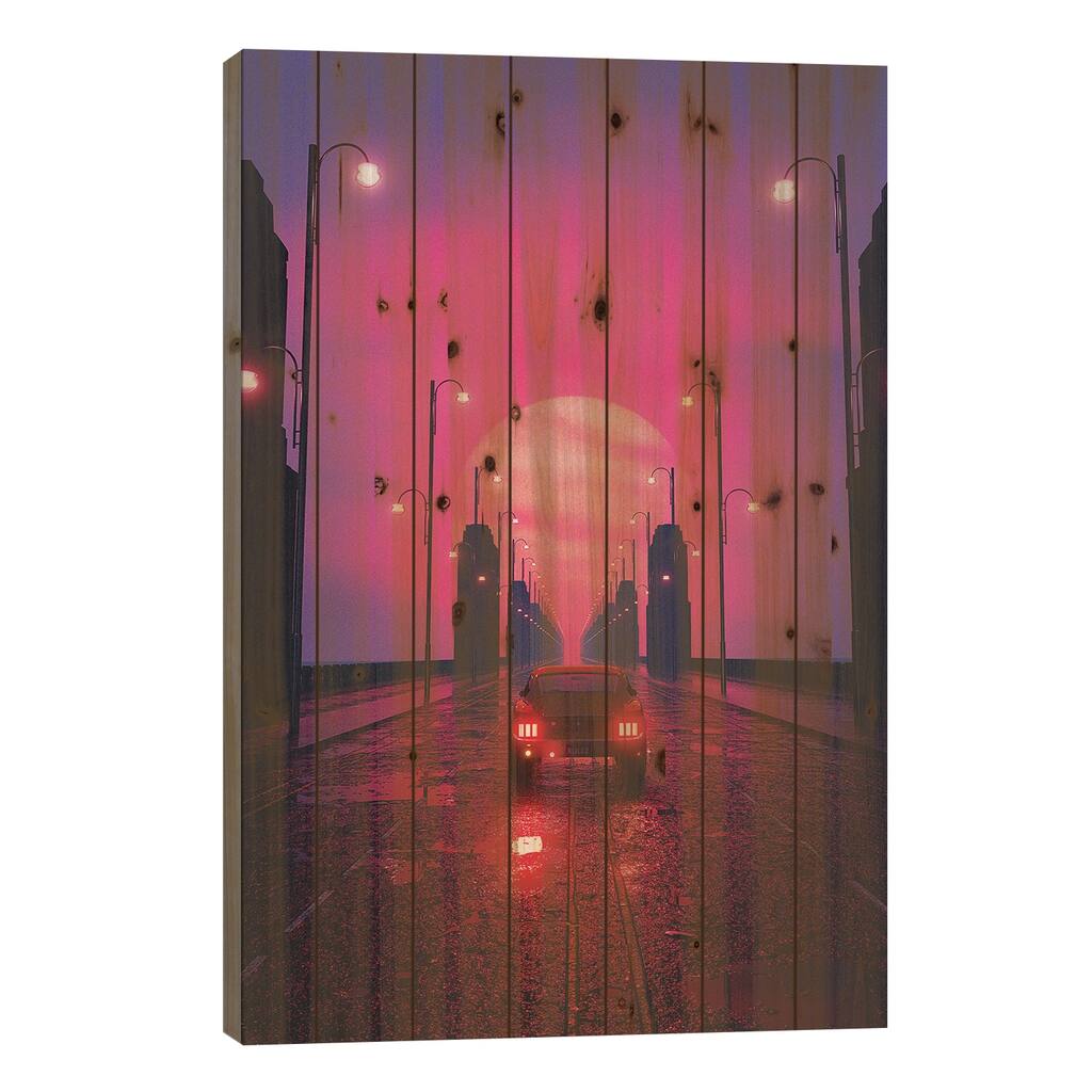 Sunset Boulevard Print On Wood by Davansh Atry - Multi-Color