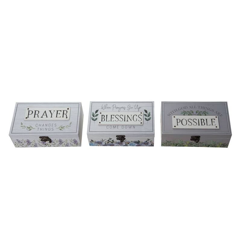 Transpac MDF Blessings Prayer Box Set of 3 Everyday Home Decorations