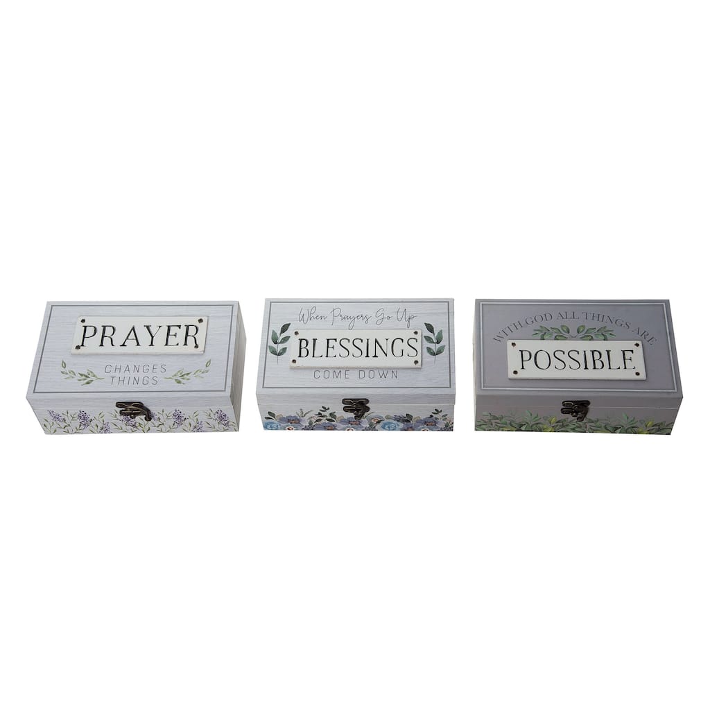 Transpac MDF Blessings Prayer Box Set of 3 Everyday Home Decorations