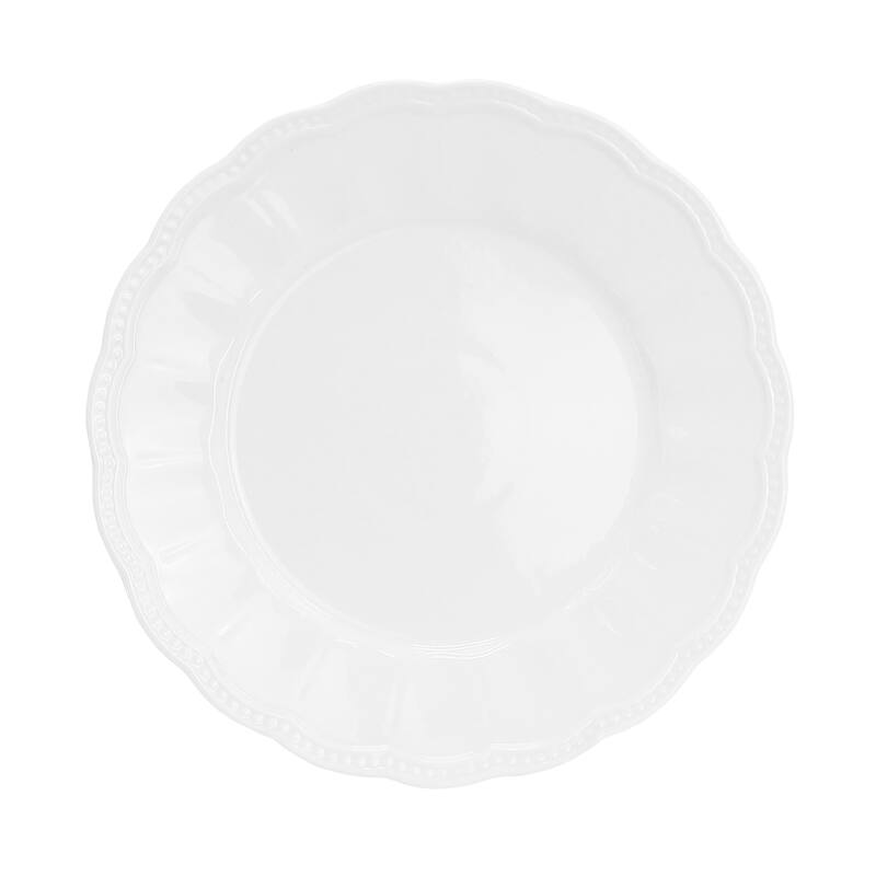 12 Piece Fine Ceramic Embossed Dinnerware Set in White