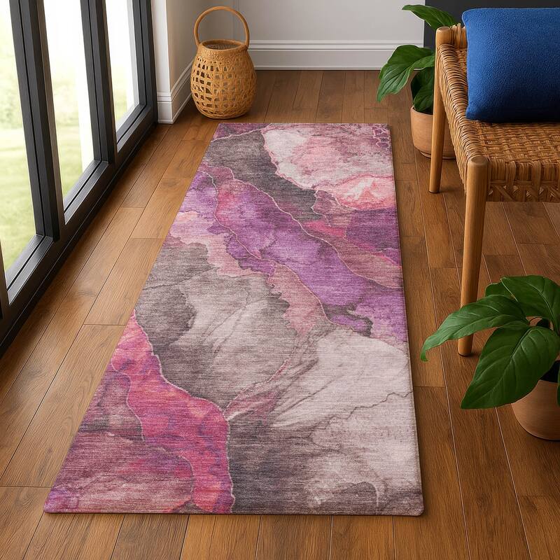 Premium Washable Super Soft Modern Chic Mayfield Rug - Blush - 2'3" x 7'6"