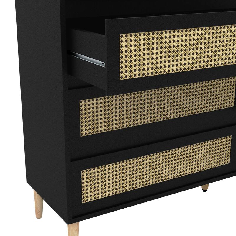 DH BASIC Boho Chic Beach 63-inch Wide Rattan 6-Drawer Dresser by Denhour