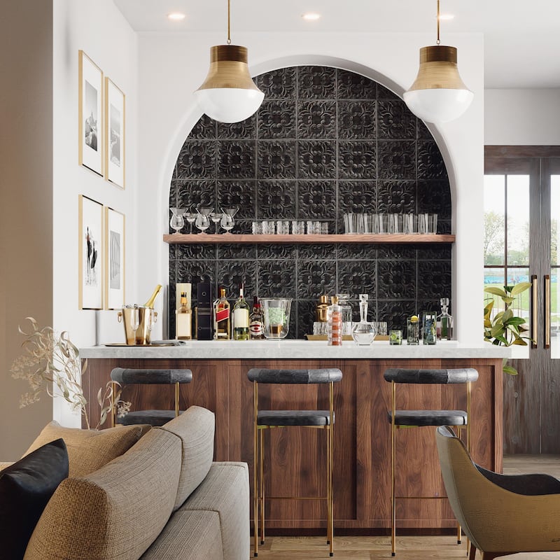 Merola Tile Victorian Tin Black 17-3/8" x 17-3/8" Porcelain Wall Tile - Case (6 Tiles)