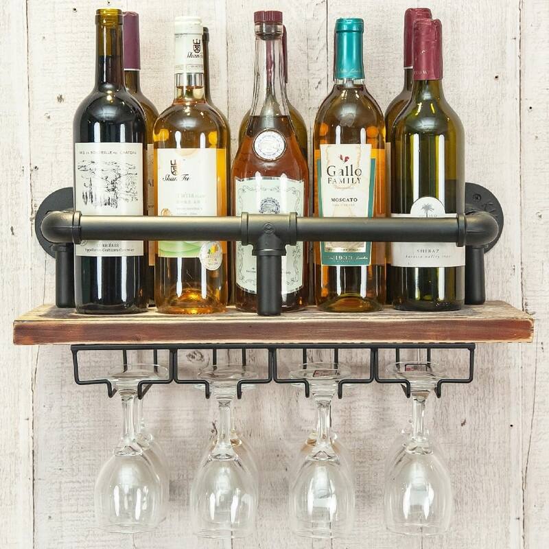Industrial Wall Mounted Wine Rack - 20.08"x7.87"x7.87"