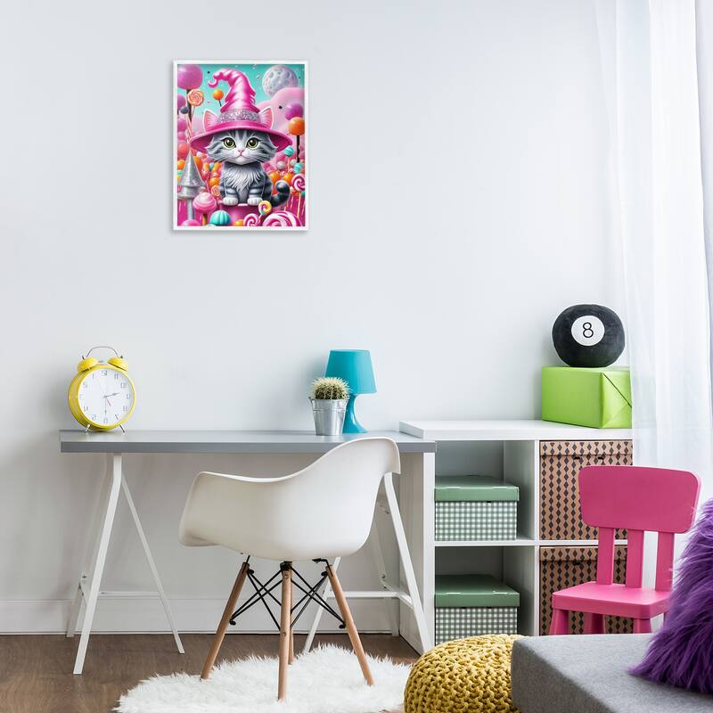 Stupell Kitten Among Pink Candies Framed Giclee Art Design By Tabz Jones