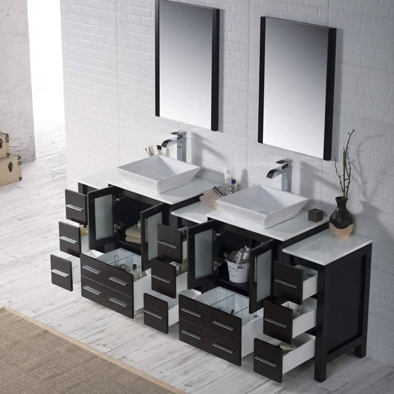 Blossom Sydney 84" Bathroom Double Sink Vanity with Cabinets & Mirrors
