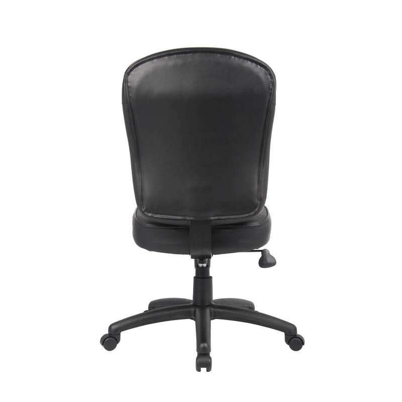Sera Modern Task Chair, Mid Back Black LeatherPlus, Large Cushions