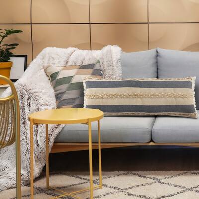 Sevita Atlantis Coastal Striped Throw Pillow with Jute Braiding and Fringe